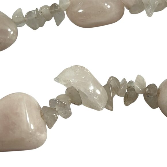 White Quartz Nugget Bead Necklace Natural Polished Gemstone Chippy READ - Picture 8 of 9